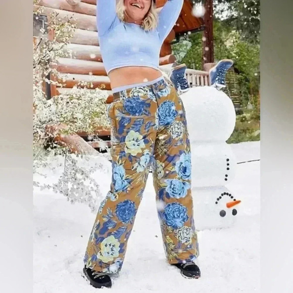aerie Pants - Aerie Offline NWT Chillside Snow Pants Women’s Large Floral Padded Puffer Ski